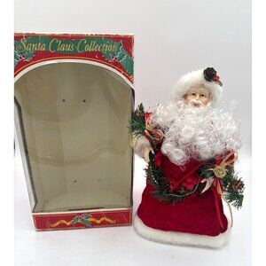 Vintage Porcelain Face Hands Santa Clause Christmas Table Top Tree Topper 12”